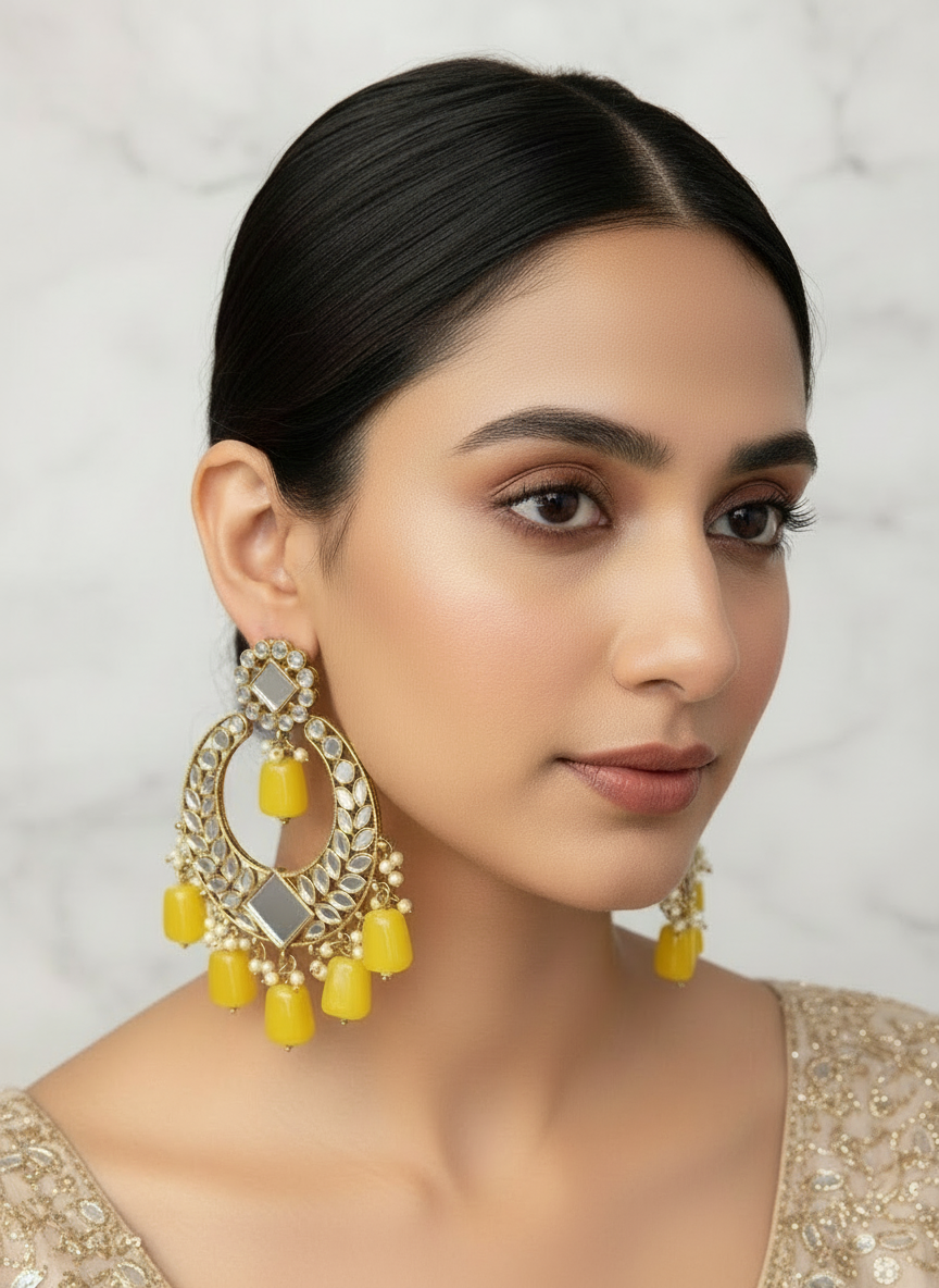 Obersized earings with tikka