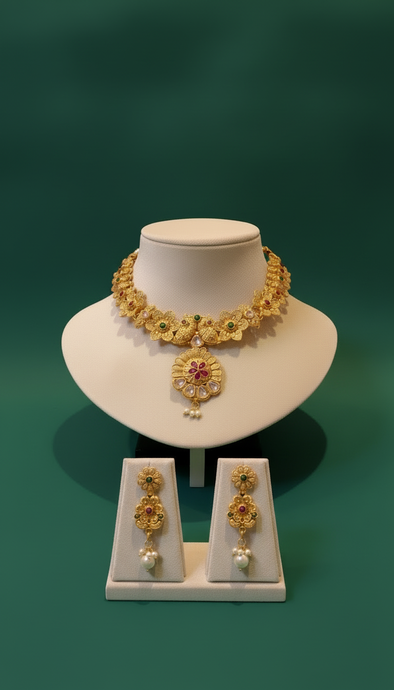 Beautiful 1Gram Goldplated necklace set with earings