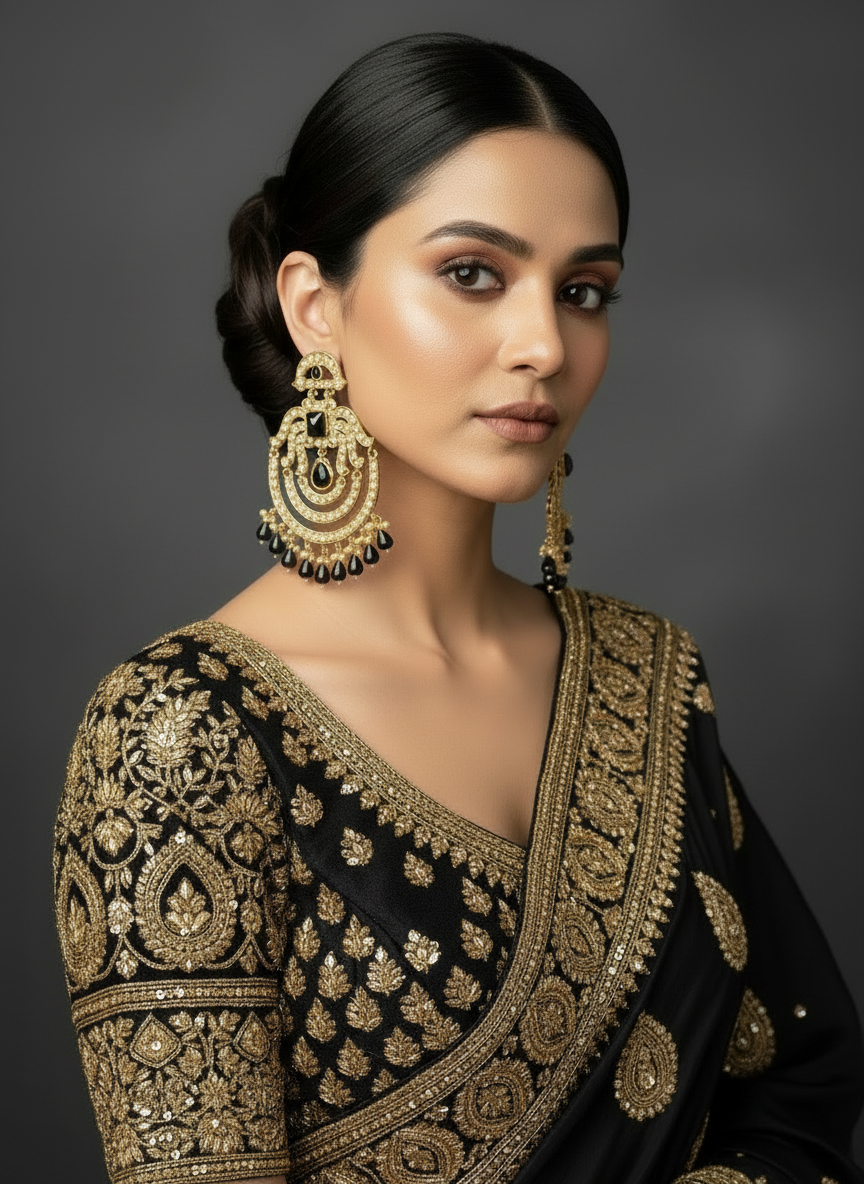 Obersized earings with tikka