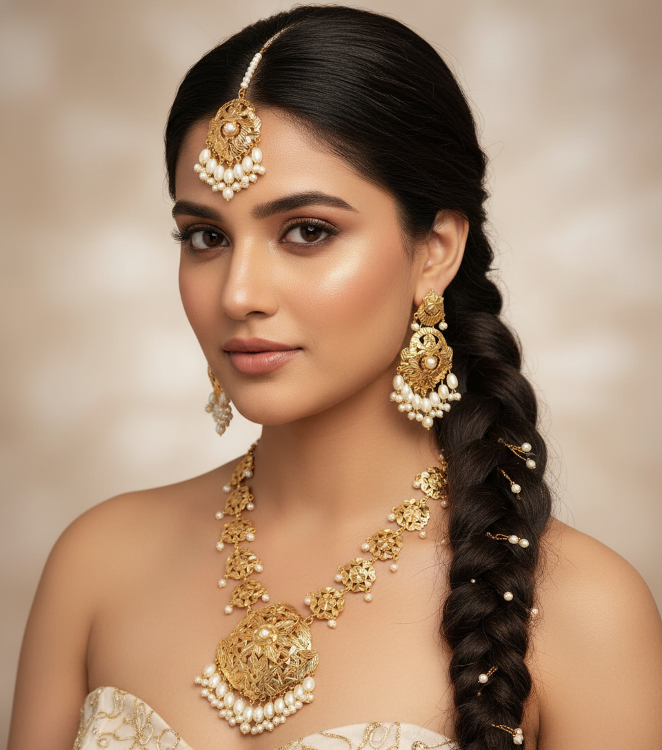 Goldplated long necklace set