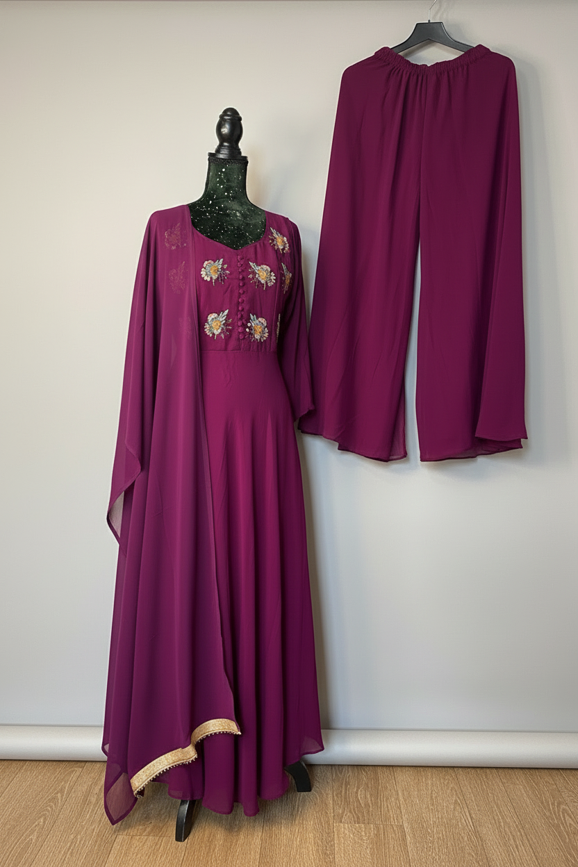 Beautiful Anarkli suit with plazo and dupata