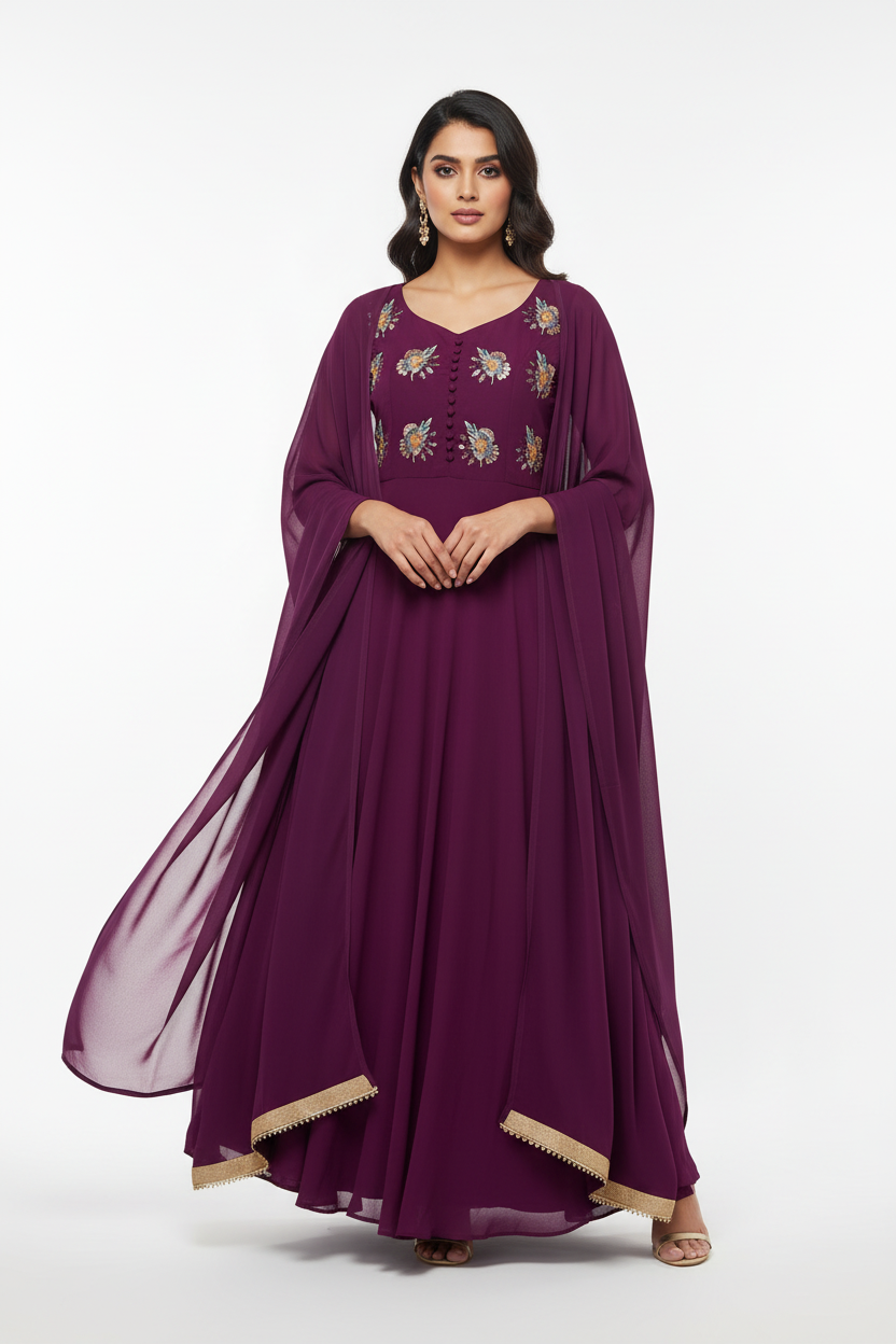 Beautiful Anarkli suit with plazo and dupata