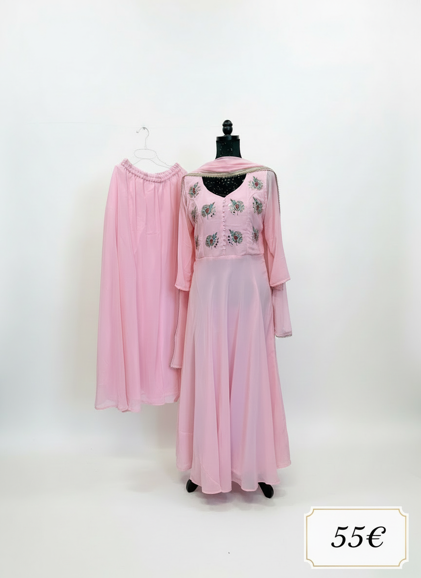 Beautiful Anarkli suit with plazo and dupata