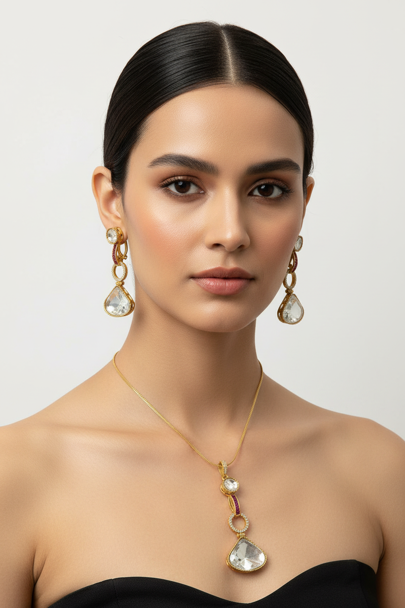 Beautiful uncut Kunden pendent set